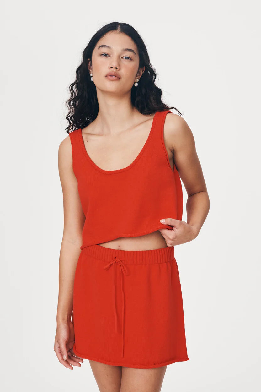 Belen Knit Crop - Aperol Red