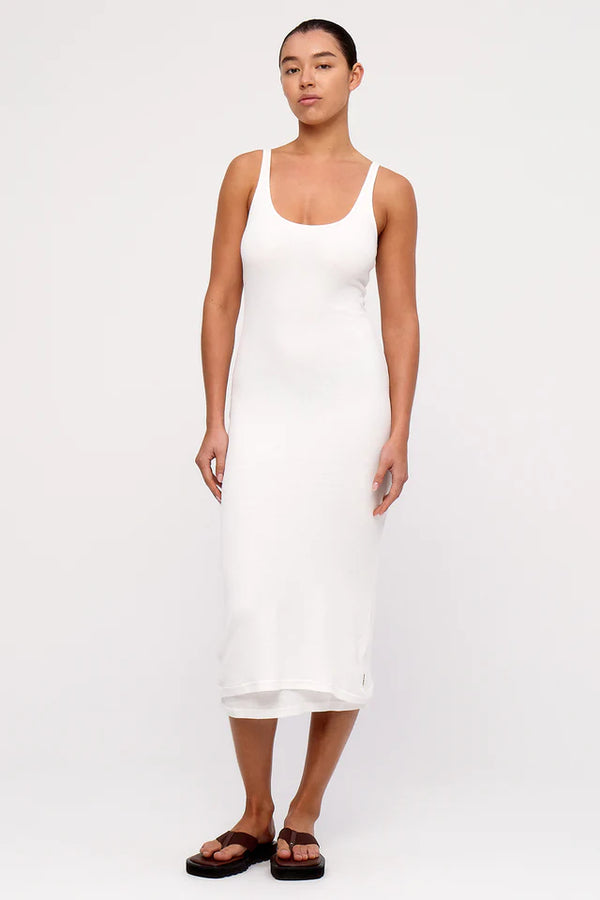 Rib Hemp Jersey Midi Dress - White