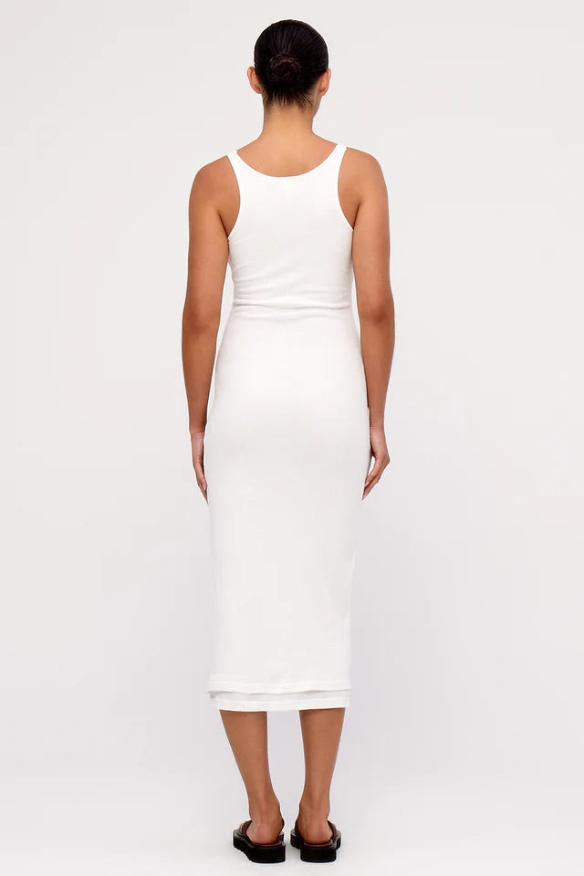 Rib Hemp Jersey Midi Dress - White