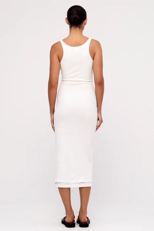 Rib Hemp Jersey Midi Dress - White