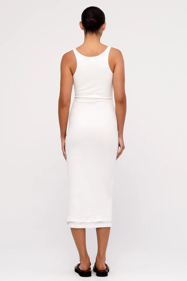 Rib Hemp Jersey Midi Dress - White