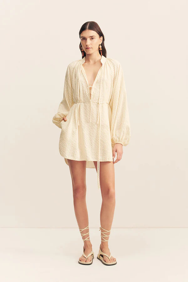 Blouson Mini Dress - Buttercream Stripe