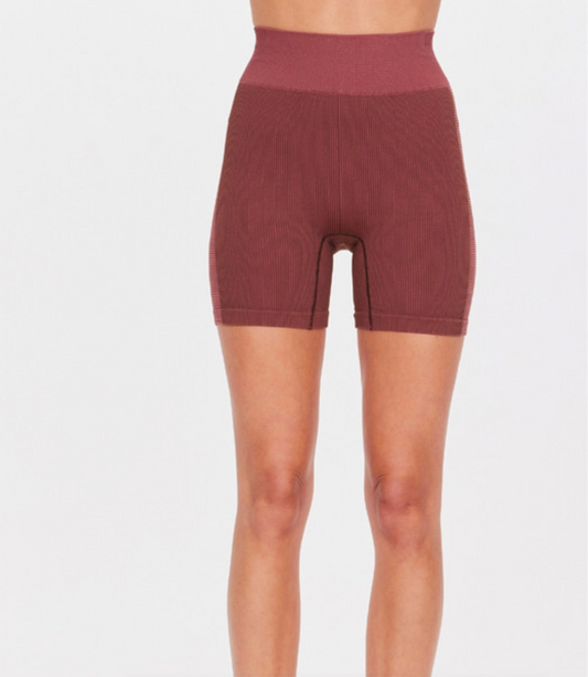 Ribbed Seamless 5IN Spin Short - Brown