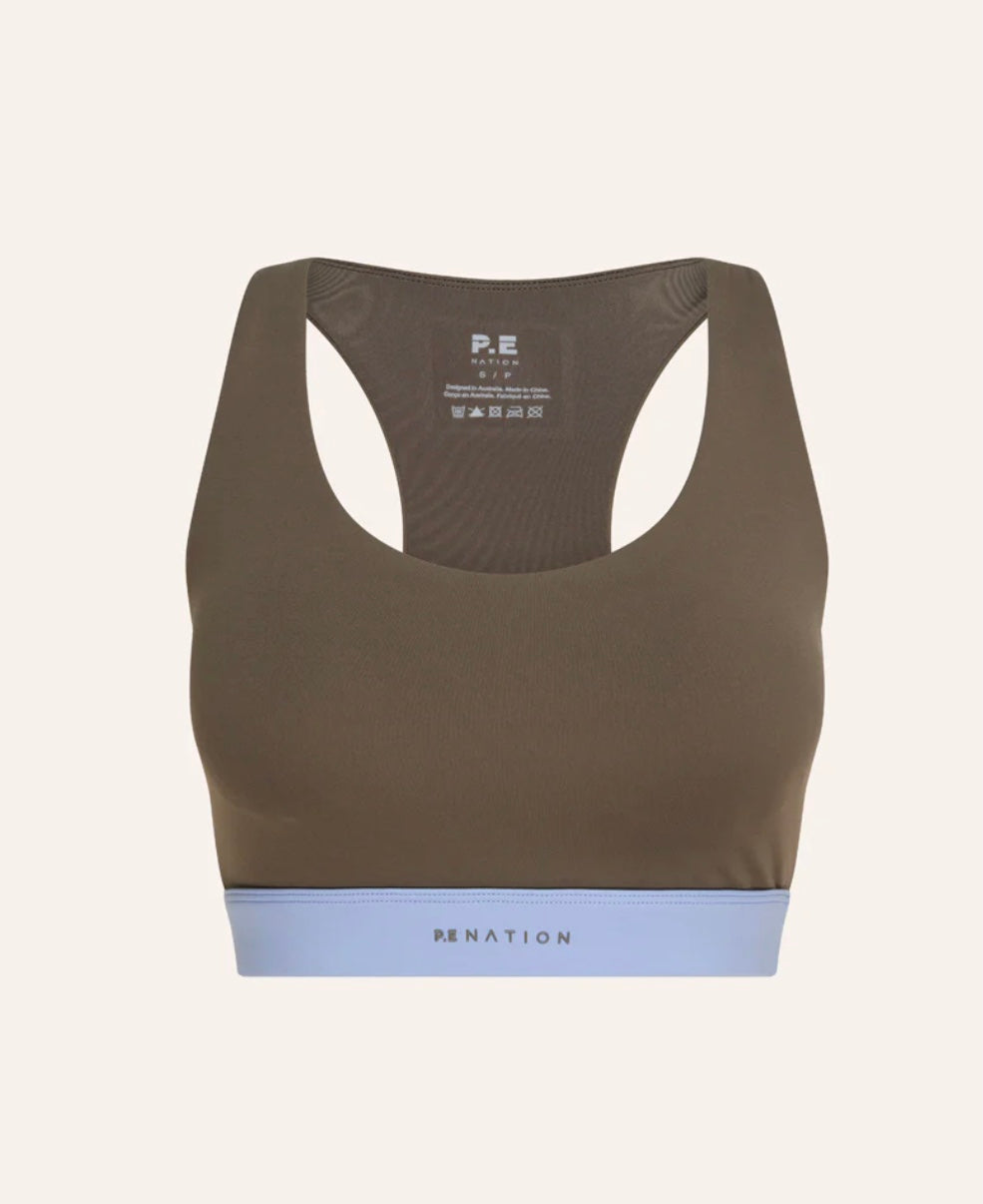 Frequency Sports Bra -Fawn/Dusty Blue