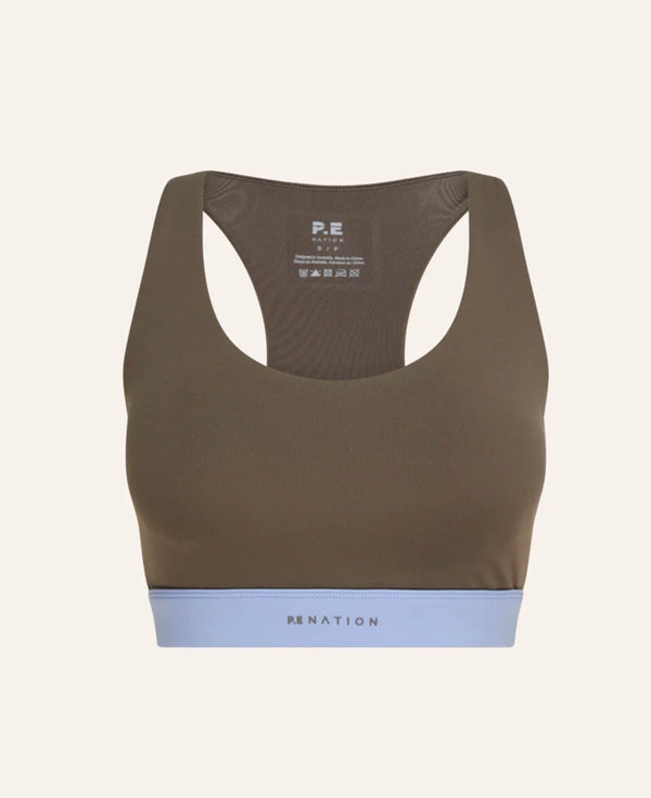 Frequency Sports Bra -Fawn/Dusty Blue