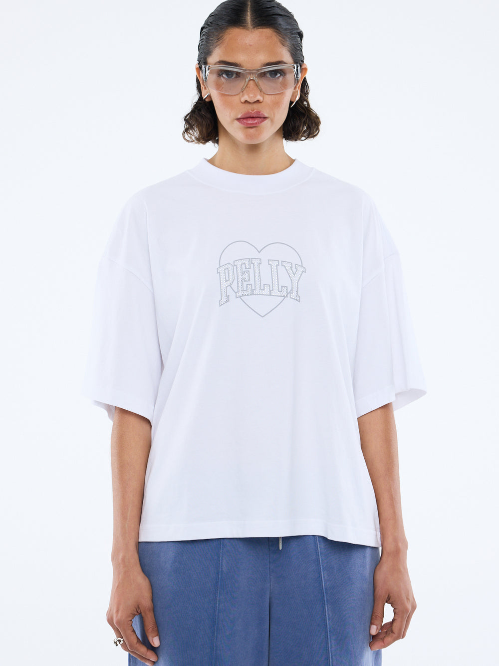 Rhinestone Logo Tee - White
