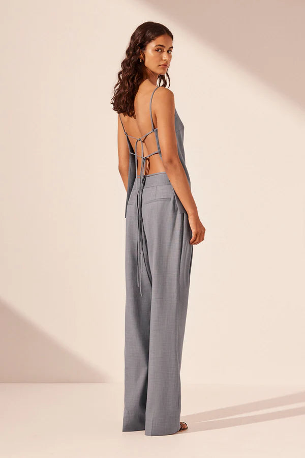 Asher Open Back Tie Top - Steel Grey