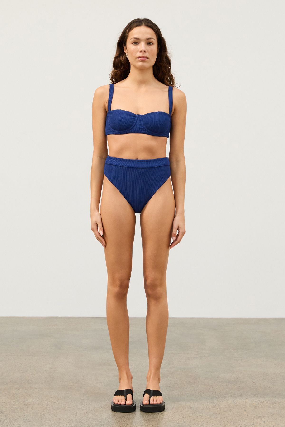 Textured High Cut Brief - Ocean Blue