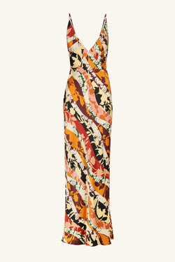 Cielo Silk Plunged Maxi Dress