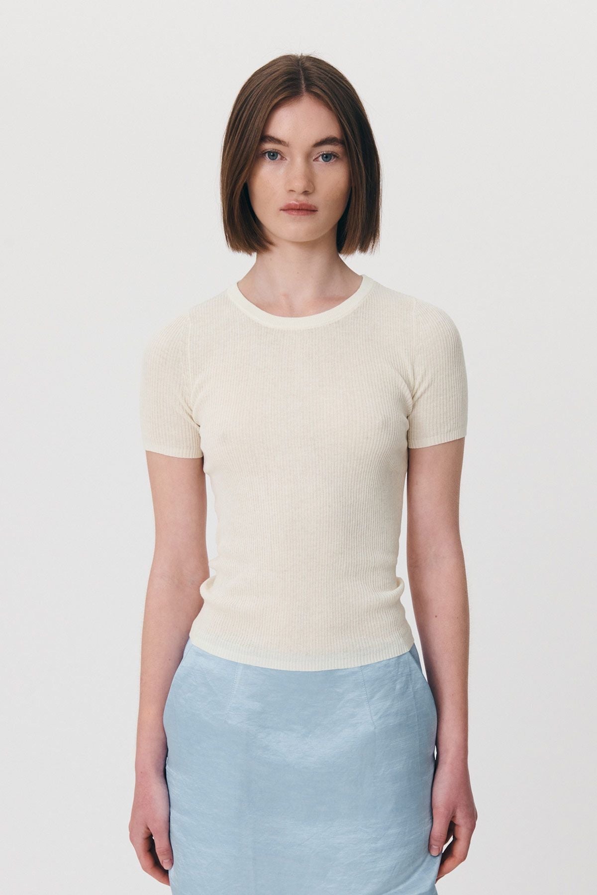 Rib Knit Tee - Bone