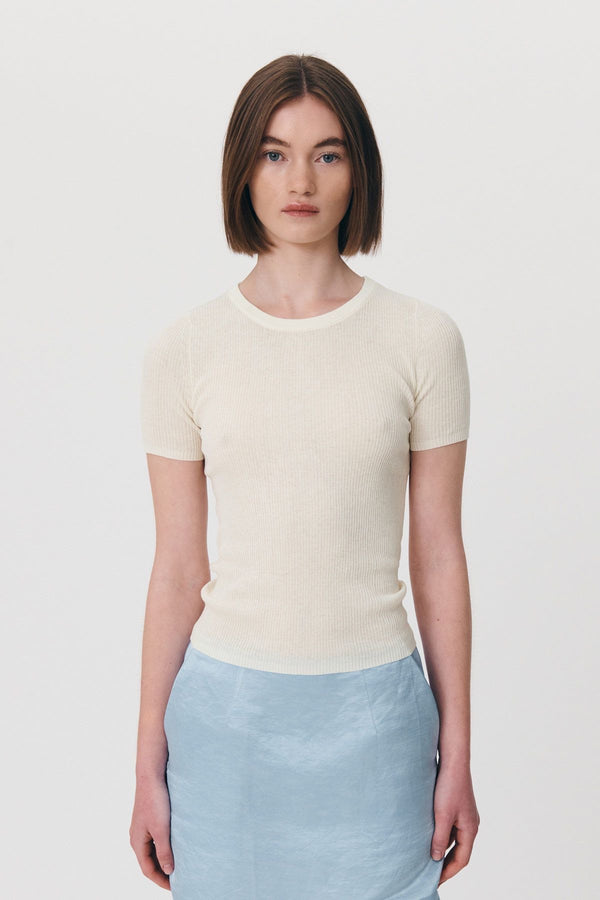 Rib Knit Tee - Bone