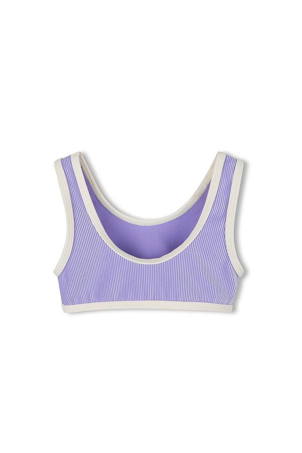 Mini Stripe Scoop Bikini Top - Grape