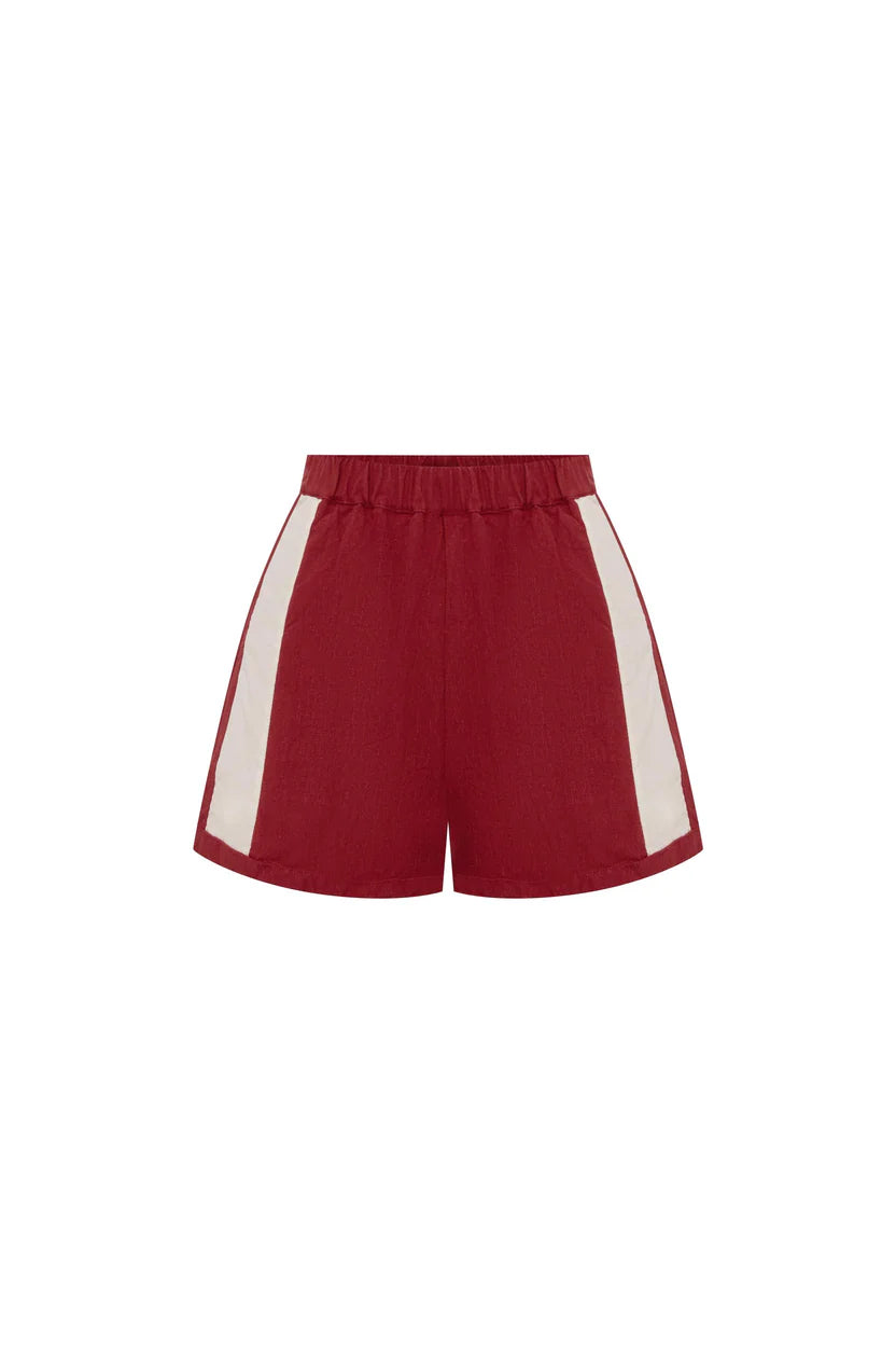 Simone Linen Shorts - Siren Red