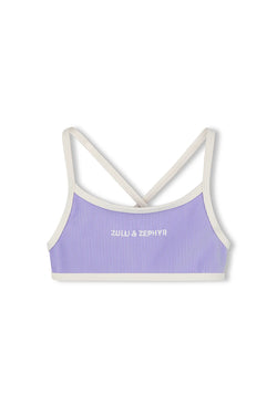 Mini Stripe Rib Logo Bikini Top - Grape