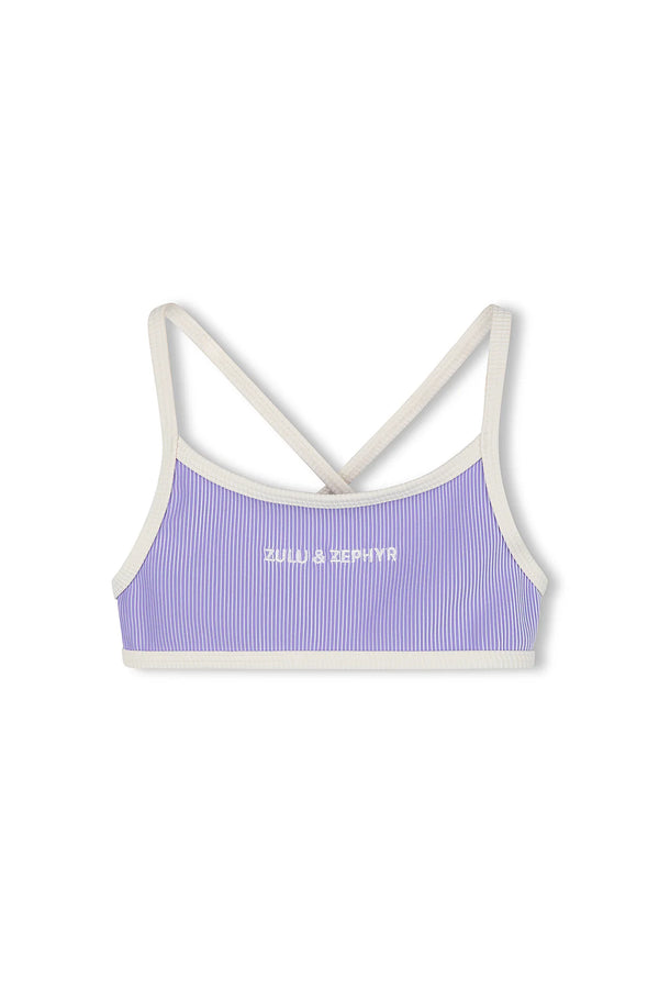 Mini Stripe Rib Logo Bikini Top - Grape