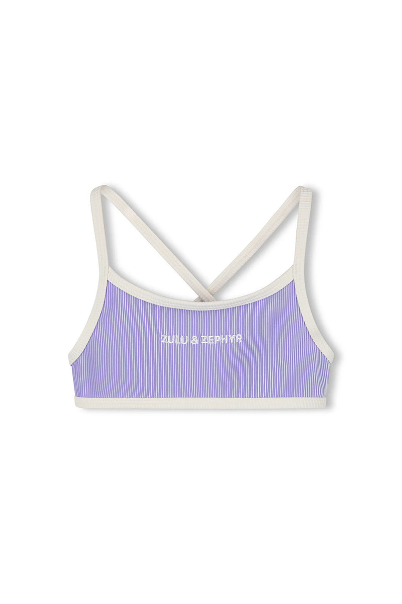 Mini Stripe Rib Logo Bikini Top - Grape