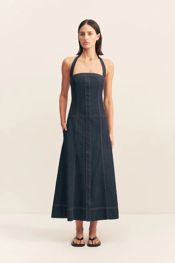Rita Panelled Midi Dress - Deep Indigo