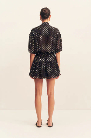 Houston Short Sleeve Neck Toe Short - Noir Polka