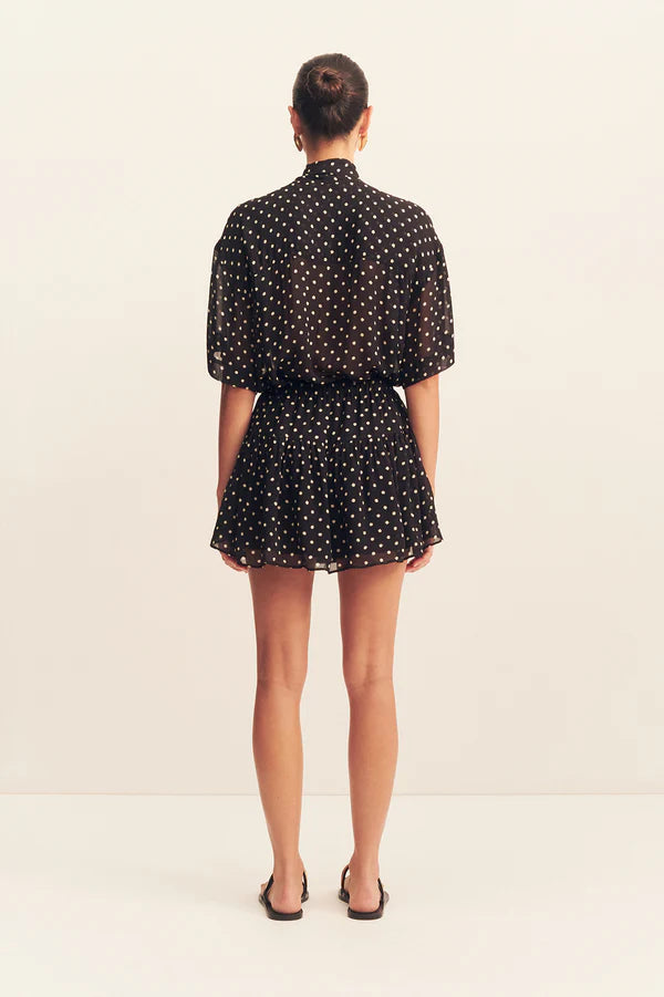 Houston Short Sleeve Neck Toe Short - Noir Polka