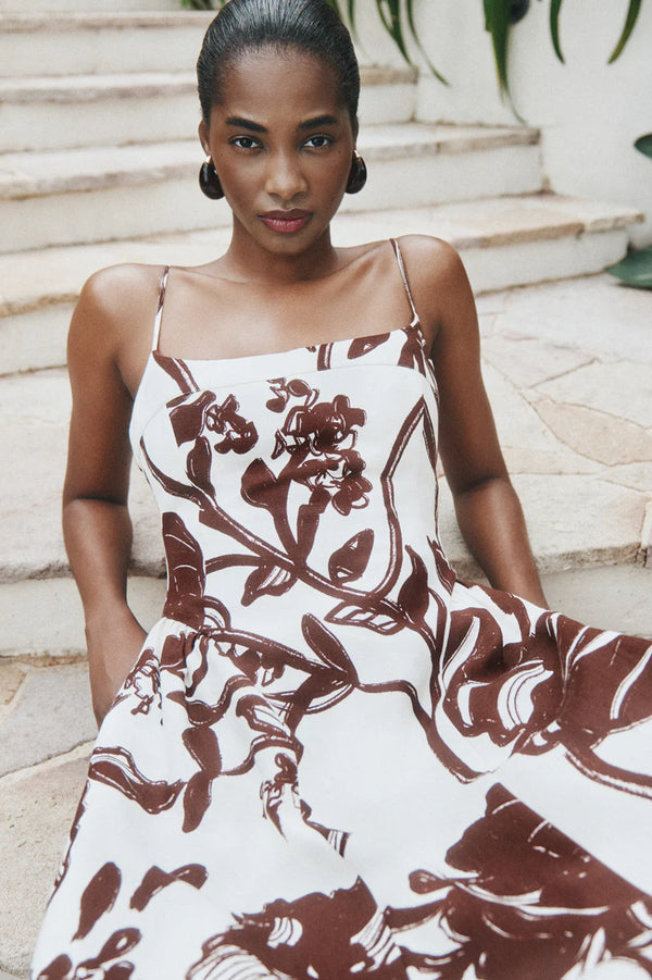 Square Panelled Midi Dress - Redwood Wallpaper