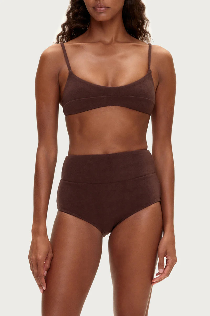 Towelling Bralette Top - Chocolate