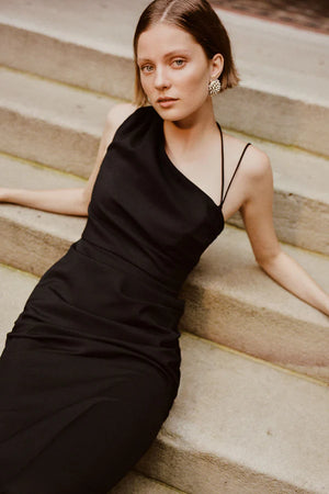 Lani Gathered Maxi Dress - Black
