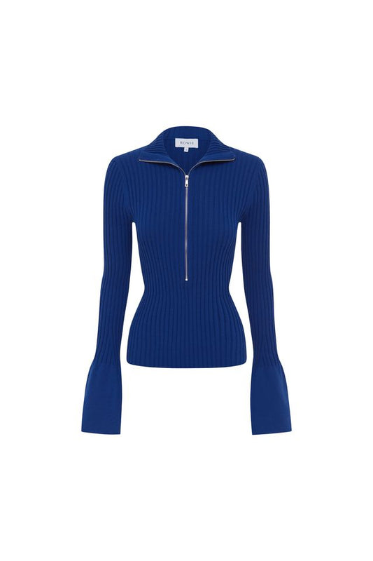 Travis Zip Knit Top - Cobalt