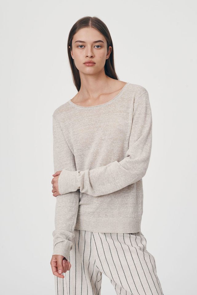 Beattie Knit Top - Oat Marle