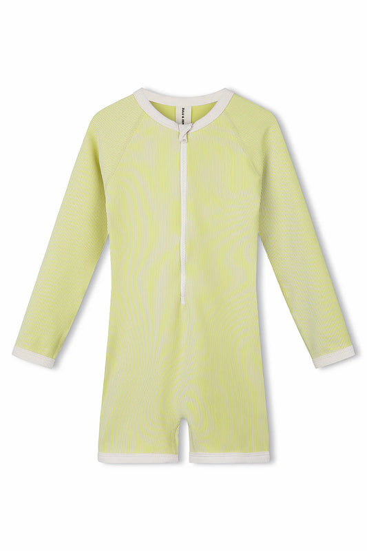 Mini Stripe Rib Surf Suit - Citrus