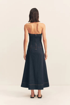 Rita Panelled Midi Dress - Deep Indigo