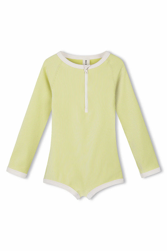 Mini Stripe Rib Rashie Onesie - Citrus