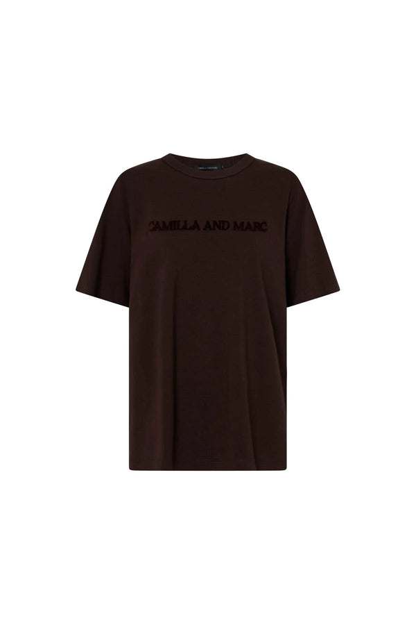 Tia Flocking Logo Tee - Bitter Chocolate