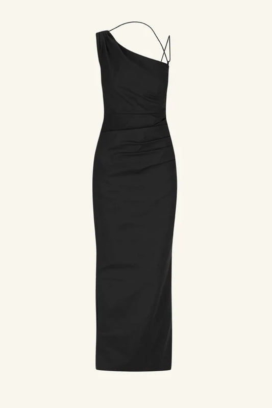 Lani Gathered Maxi Dress - Black