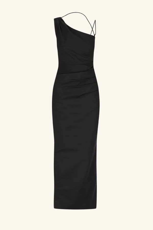 Lani Gathered Maxi Dress - Black