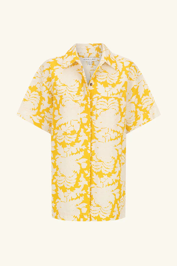 Dulce Short Sleeve Relaxed Shirt - Canary/Ivory