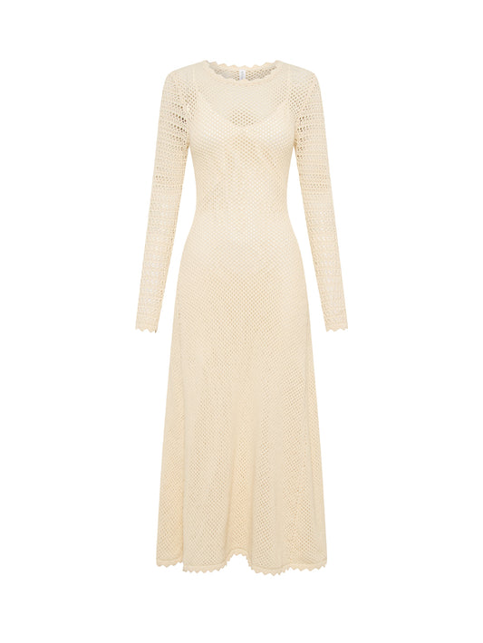 Ingrid Knit Midi Dress - Cream