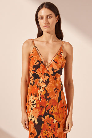 Santos Silk Cross Strap Maxi Dress