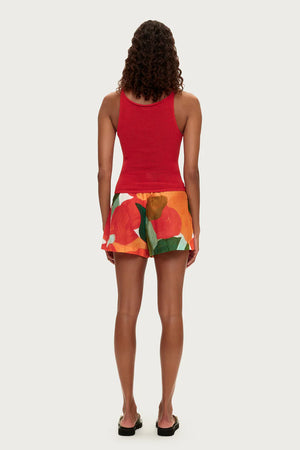 Cotton Silk Short - Red Floral