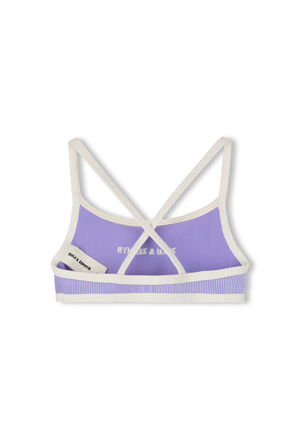 Mini Stripe Rib Logo Bikini Top - Grape