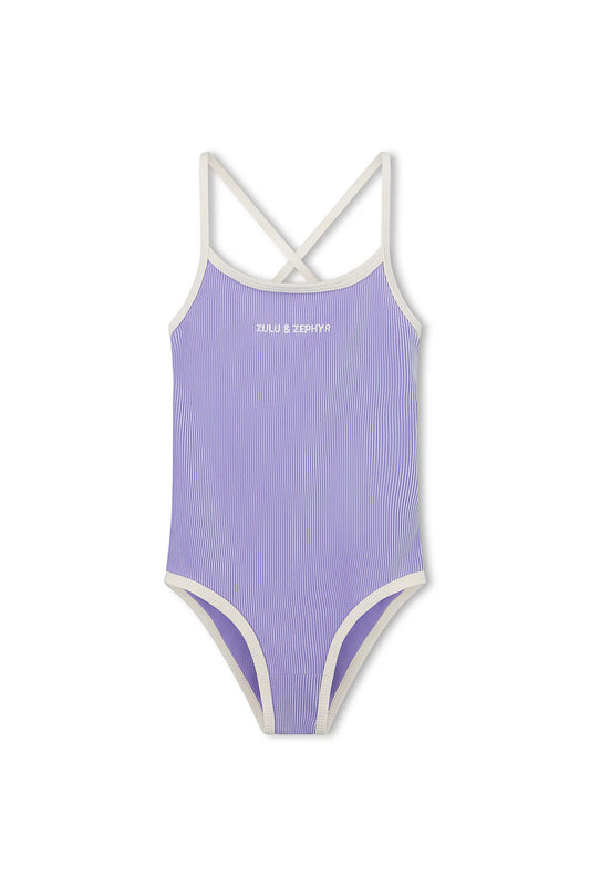 Mini Stripe Rib LogoOne Piece - Grape