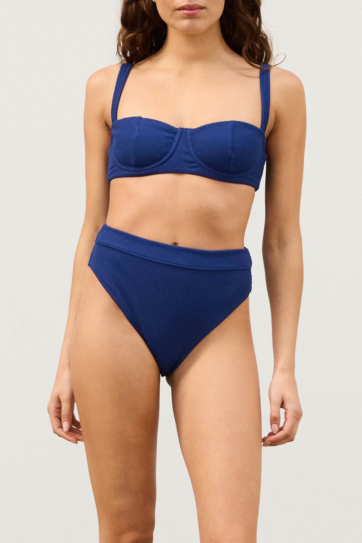 Textured High Cut Brief - Ocean Blue