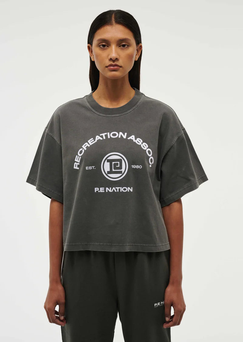 Throwback Boxy SS Tee - Washed Gunmetal