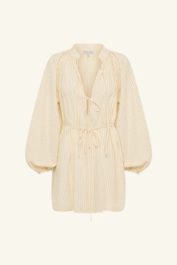 Blouson Mini Dress - Buttercream Stripe