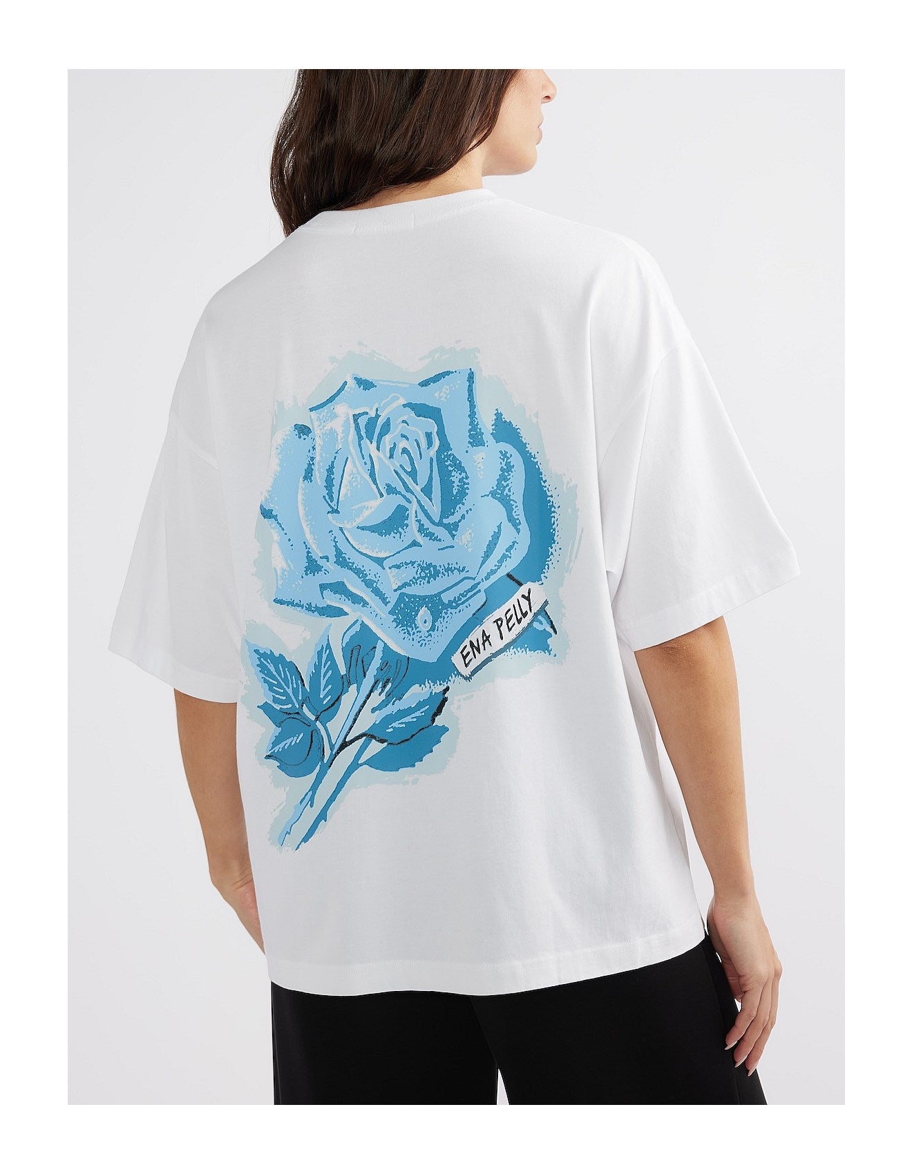 Blue Rose Tee - White