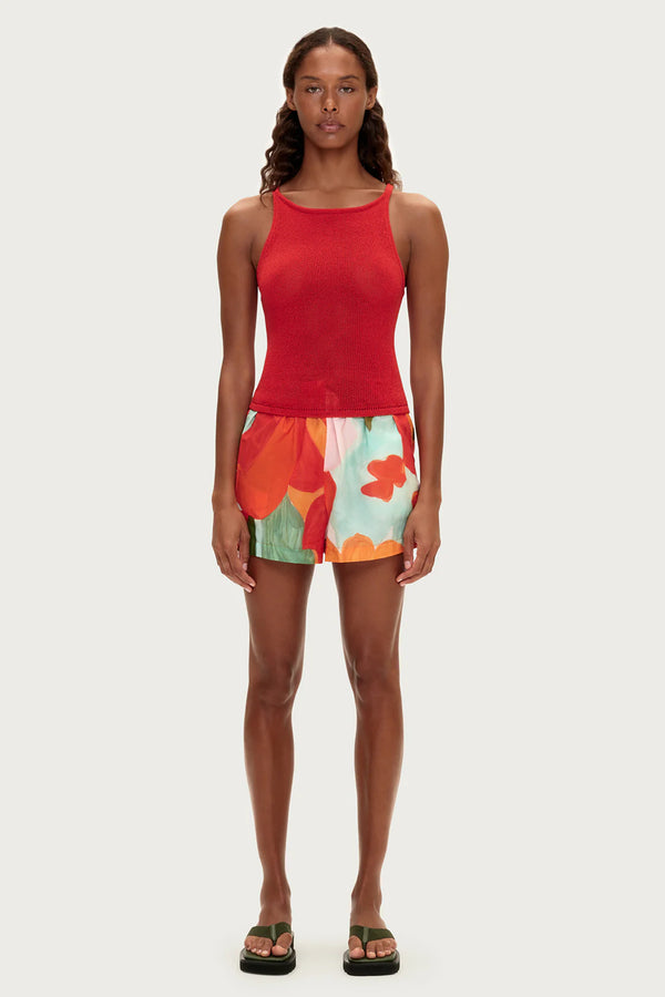 Textured Knit Tank - Red