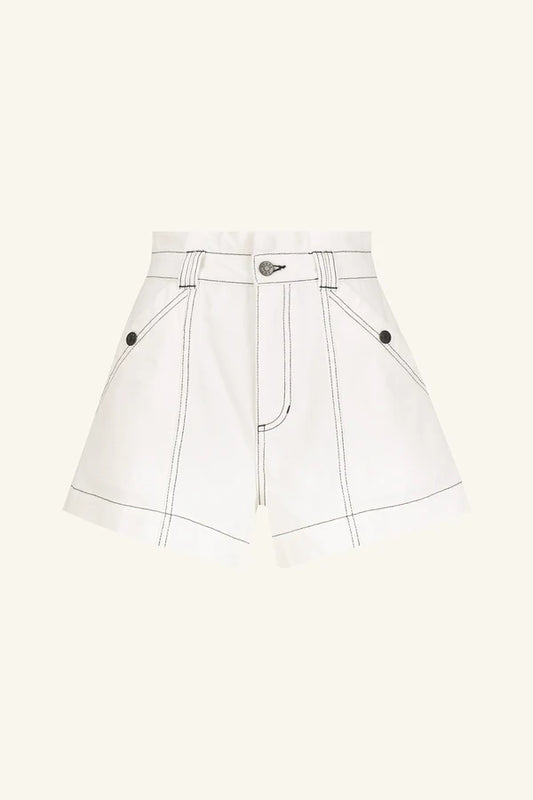 Hana High Waisted Flared Short - Ivory