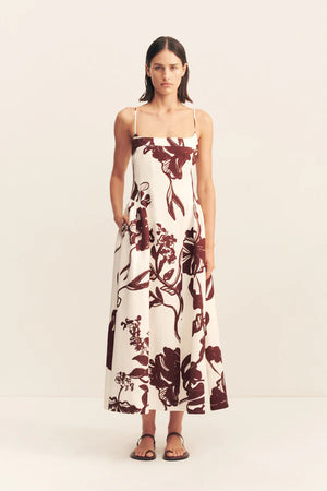 Square Panelled Midi Dress - Redwood Wallpaper