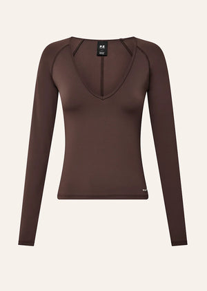Foundation V Neck LS Top - Dark Plum