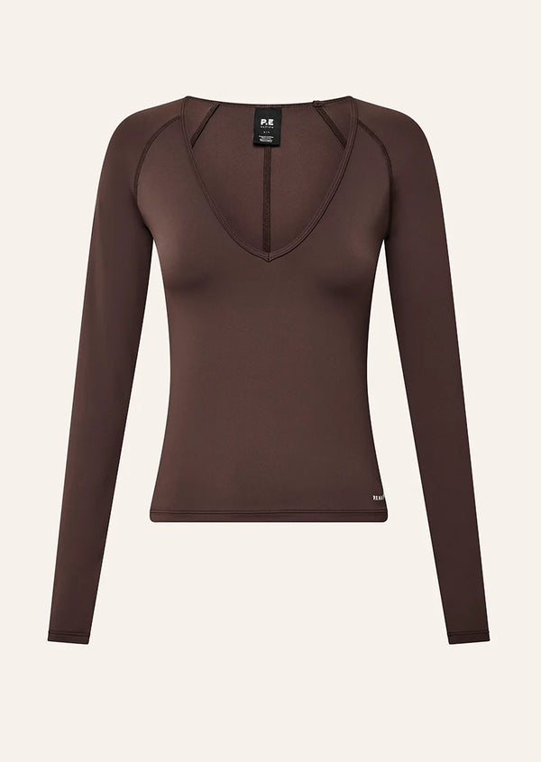 Foundation V Neck LS Top - Dark Plum