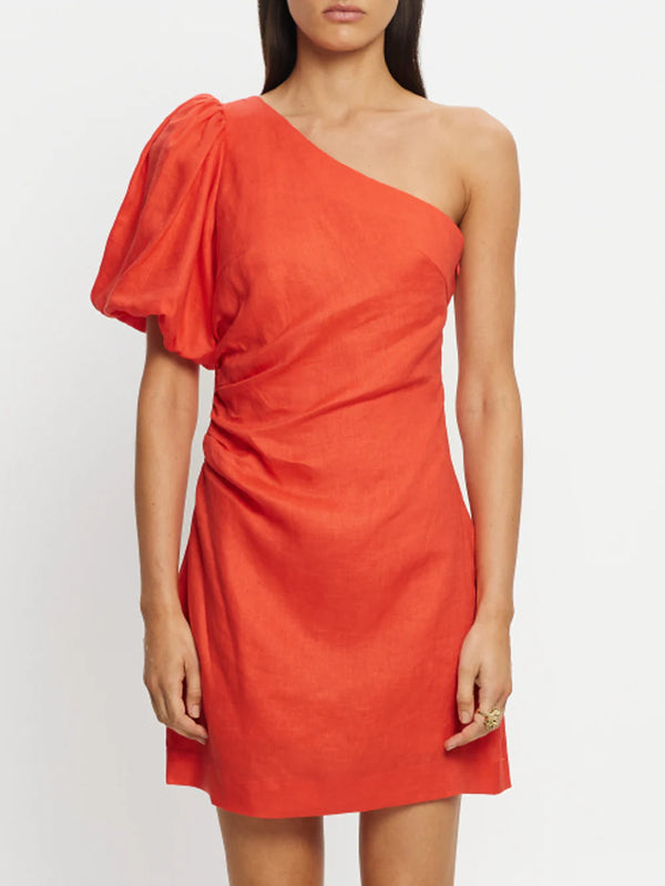 Anais One Shoulder Dress - Red